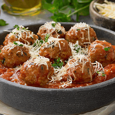 Micky's Meatballs, Angus Beef in Tomato Sauce with Herbs.