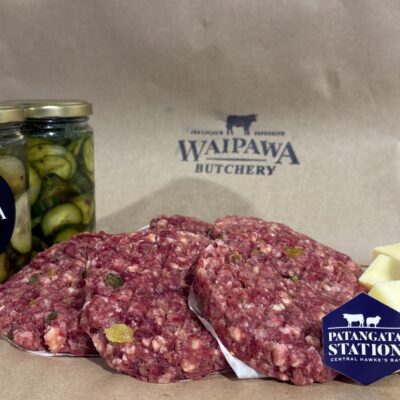 Beef, Cheese & Pickles Pattie | Waipawa Butchery